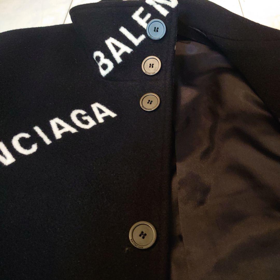BALENCIAGA ウール オールオーバー コート ロゴ