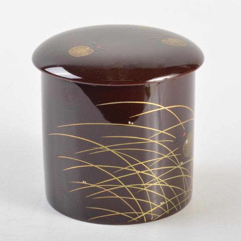 茶道具　塗師　牧田芳祥作　蛍蒔絵　金輪寺　茶器　共箱　V　6484