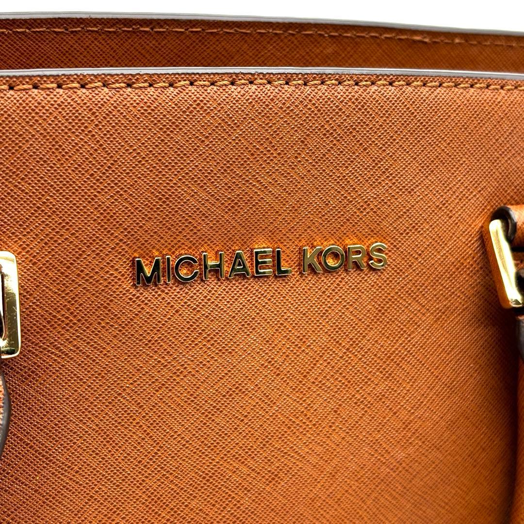 未使用に近い マイケルコース 2way ショルダーバッグ レザー ロゴ ブラウン