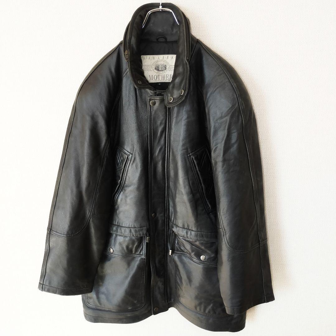 希少】ヴィンテージ オーバーサイズ レザージャケット ブラック黒 L