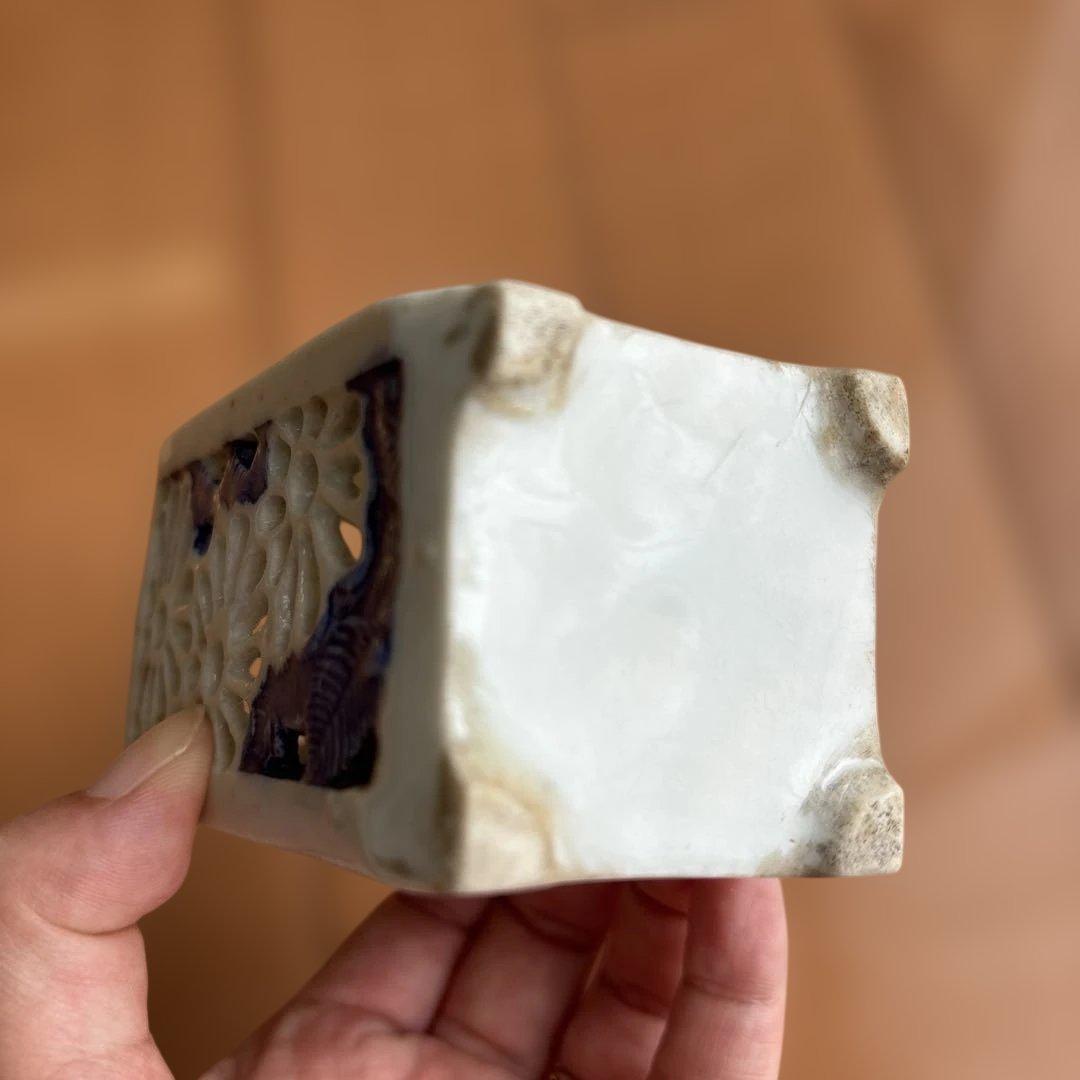 香炉？ 陶器製 瓶 透かし彫り