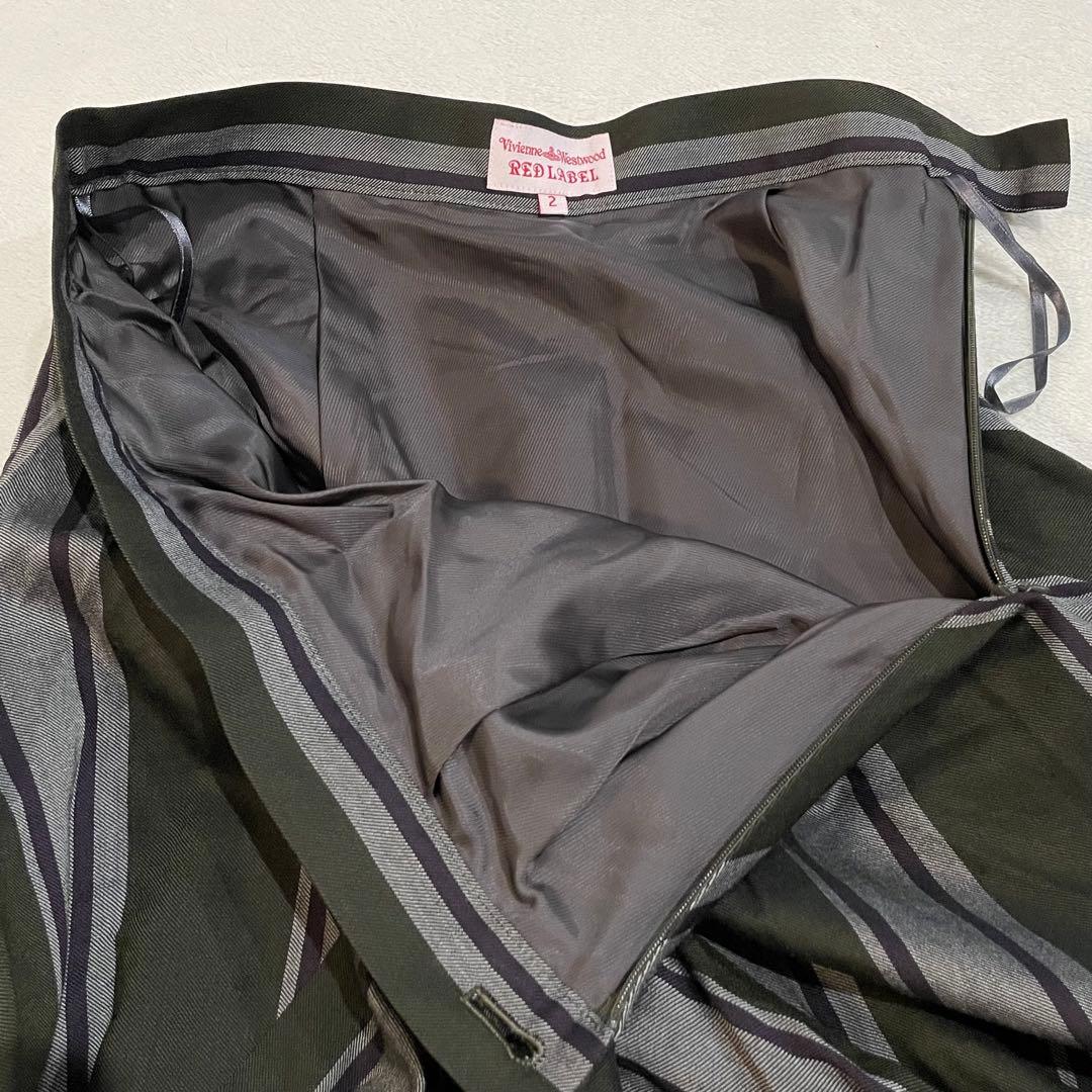 ヴィヴィアンウエストウッド　フレアスカート　変形　アシメ　オーブ釦　ストライプ