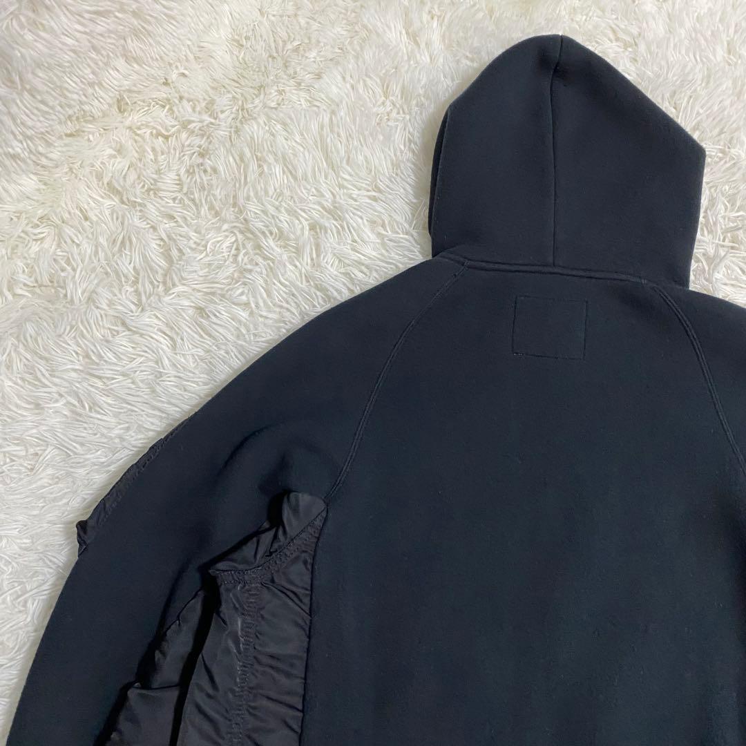 sacai サカイ ドッキング パーカー ナイロンツイル 切替 黒 1サイズ