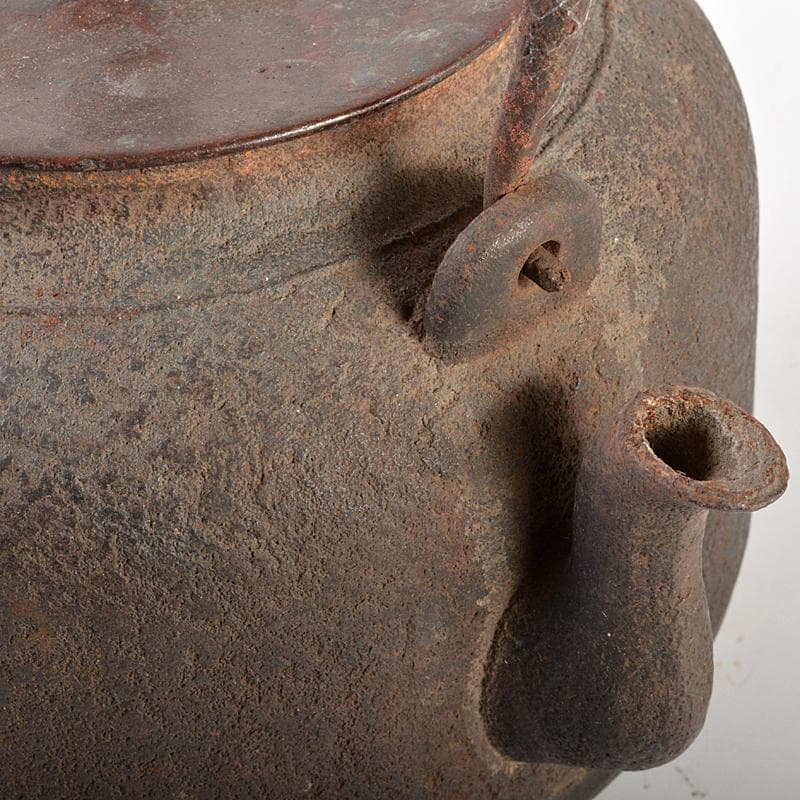 煎茶道具 手取釜 鉄瓶 鉄釜 時代箱付 C R7077B 鉄釜