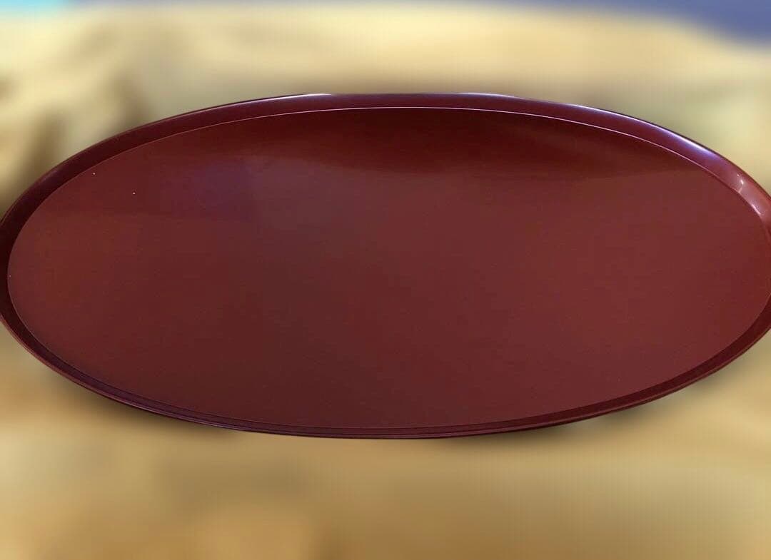 盛込み平皿 朱うるし塗 楕円形
