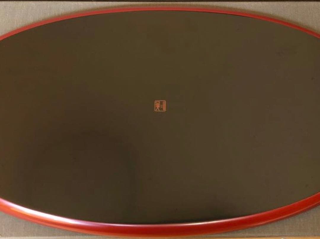 盛込み平皿 朱うるし塗 楕円形