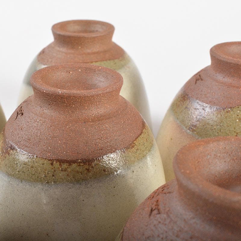 煎茶道具 萩焼 敬月作 粉引煎茶碗 6客 共箱 V