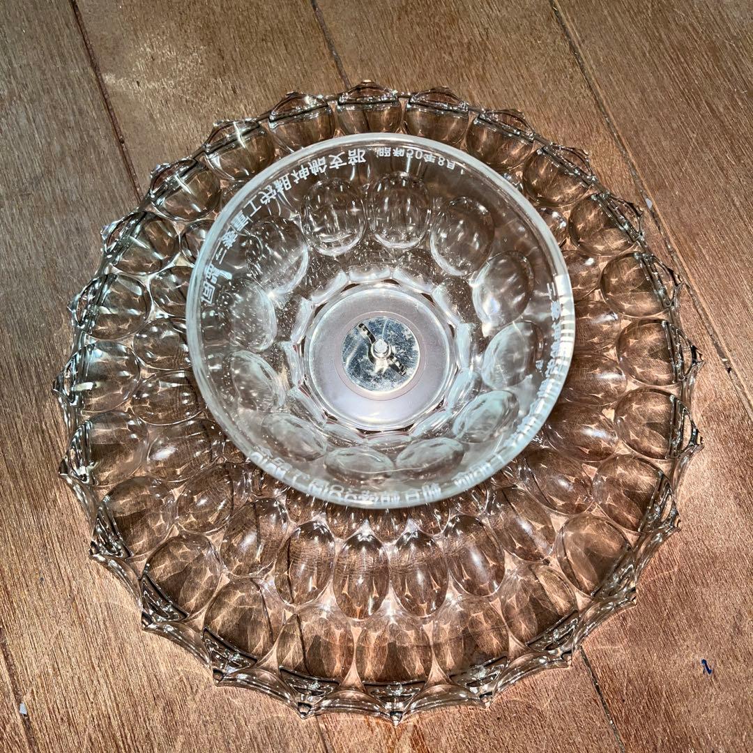 花弁模様の透明ガラス皿 コンポート