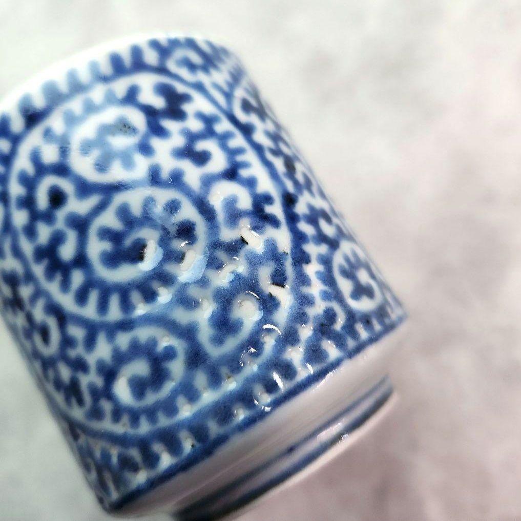 古伊万里　染付　蛸唐草　覗き　小猪口　江戸時代　向付　猪口　骨董　アンティーク