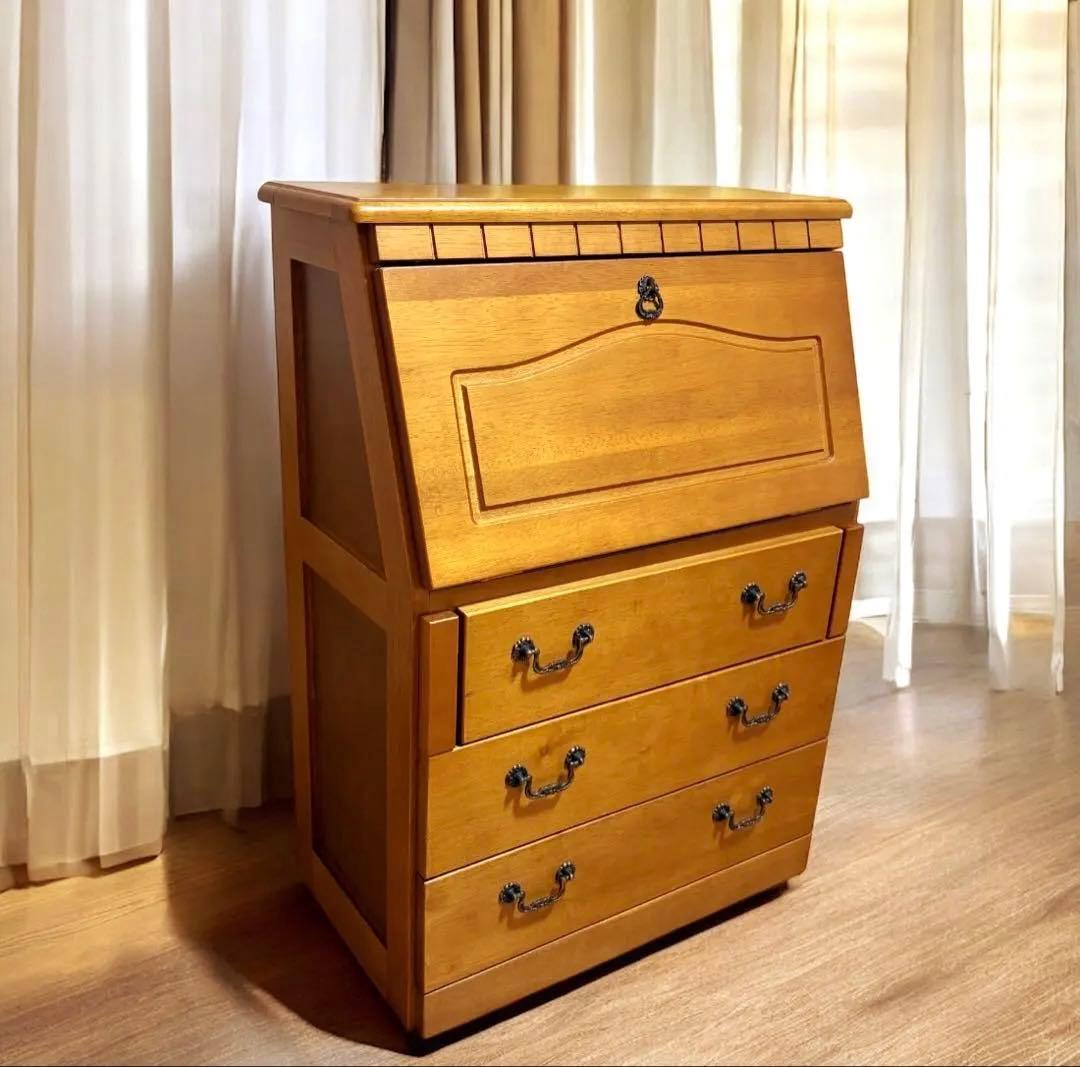 アンティーク調 ライティングビューロー チェスト デスク 省スペース