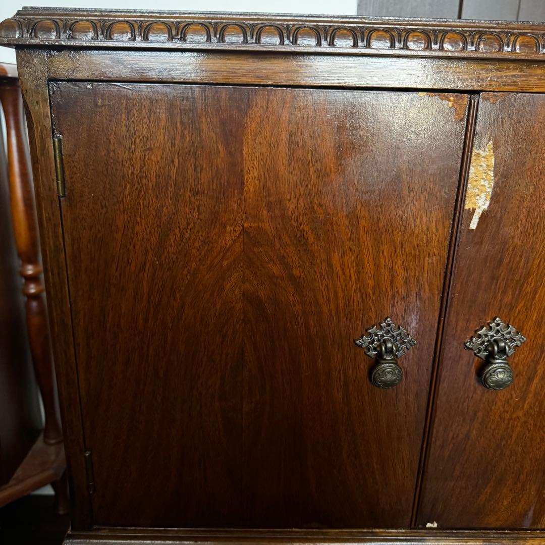 アンティーク 木製レコードラック ミュージックキャビネット ミッド