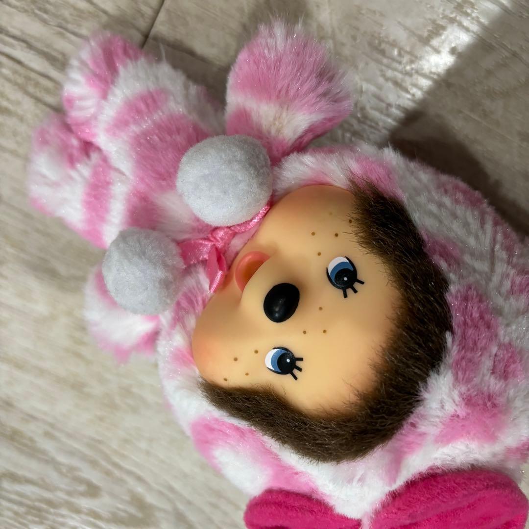 セキグチ モンチッチ ピンク　着ぐるみ　ヒョウ柄 ぬいぐるみ　キーホルダー