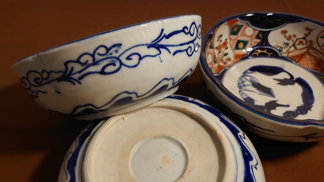 大聖寺伊万里古伊万里伊万里中鉢蔵出し3客