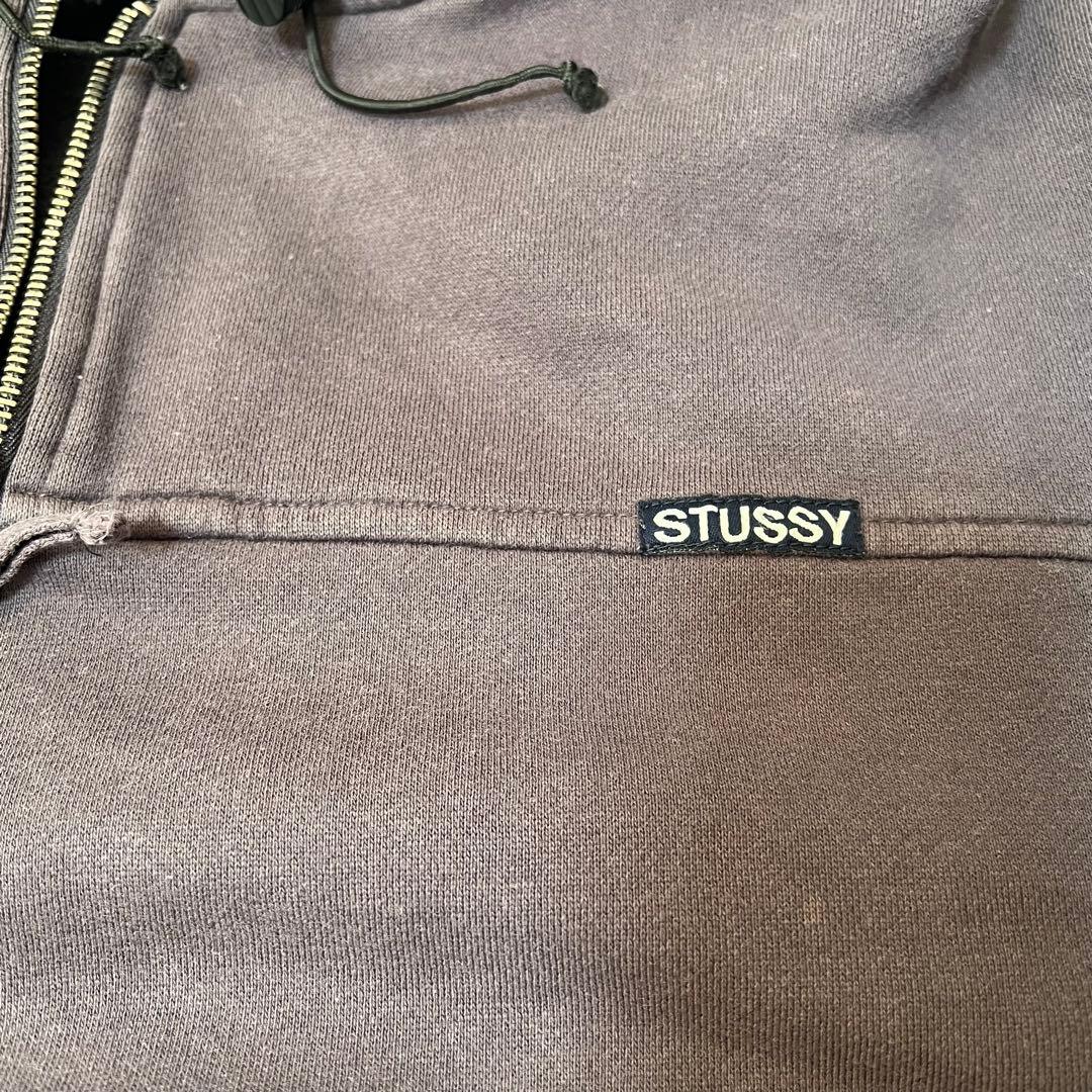 old stussy 紺タグ フーディ パーカー ネイビー M ジップ