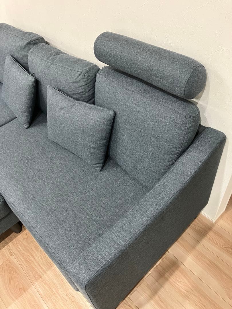 ネイビー　カウチソファ 3人掛け 【広島　引き取り】