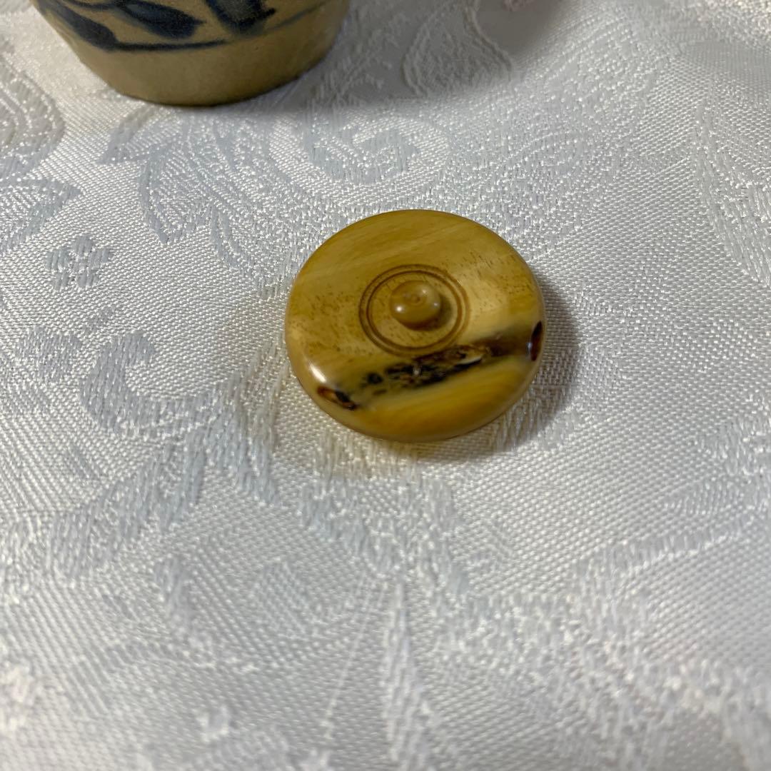 茶道具アンティーク安南染付　茶入　明骨董品