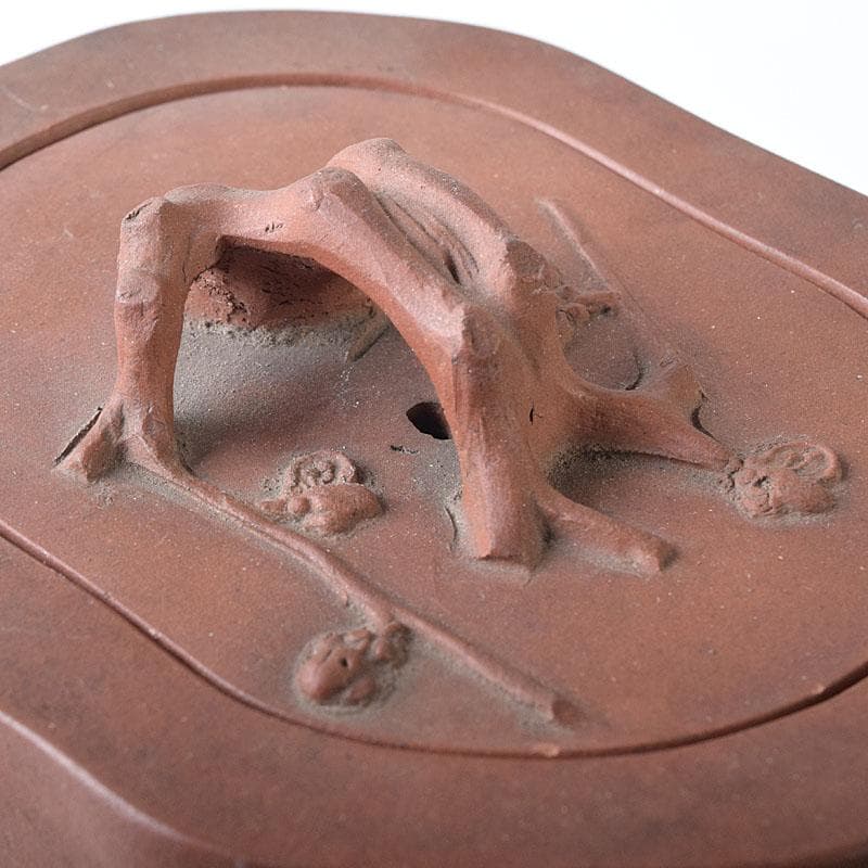 中国　紫砂　朱泥　梅文　急須　茶壷　在銘　M　R8774