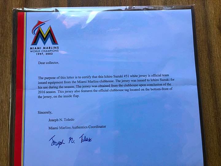 即購入 不可【選手支給品】イチロー 球団支給試合用ジャージ 即購入