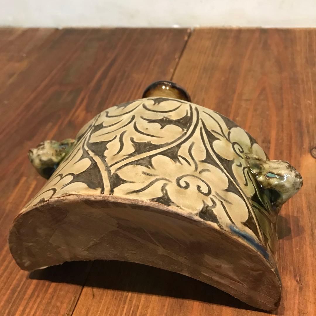 美品 抱瓶 焼物 沖縄 酒器 陶芸 飾りの持ち手が素敵な 丁寧