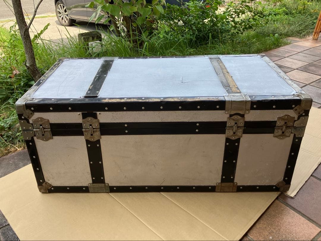 ビンテージ トランク アルミ 船舶 収納 箱 台 ケース ボックス