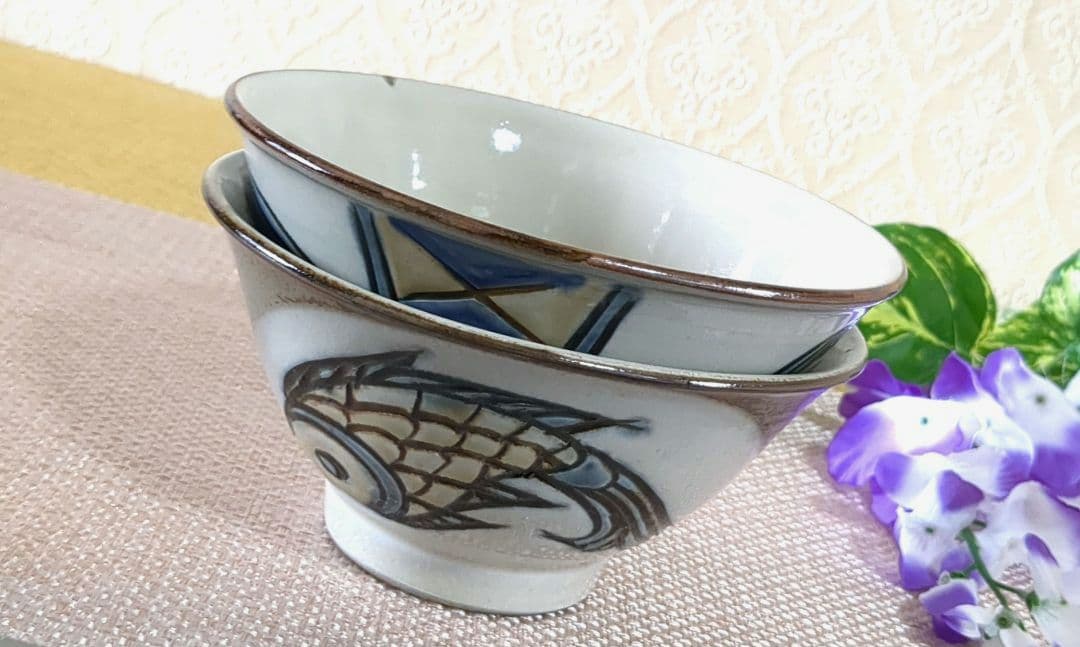 Niko様❢ 沖縄やちむん 壺屋焼 丼 深鉢 魚紋 宮城須美子 レア✨️