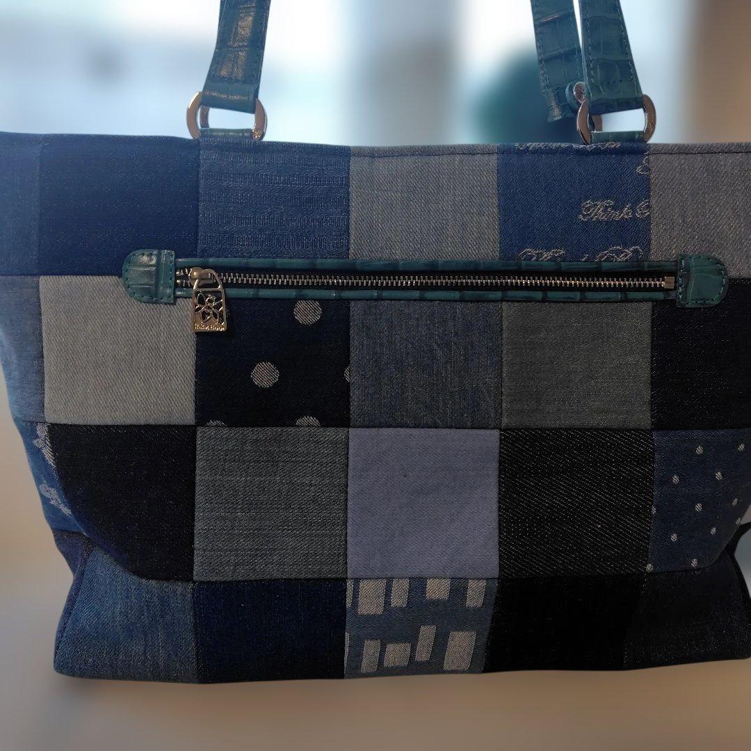 連休価格新品Think Beeパッチワークデニムハンドバッグ