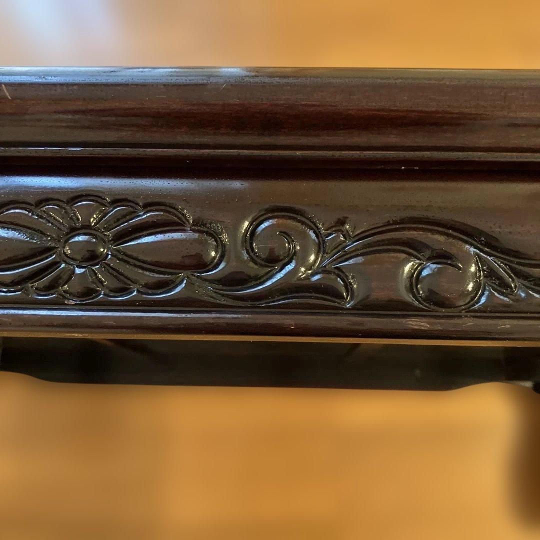 座卓 彫刻装飾付 ローテーブル 昭和レトロ ☆レース編みテーブルクロス