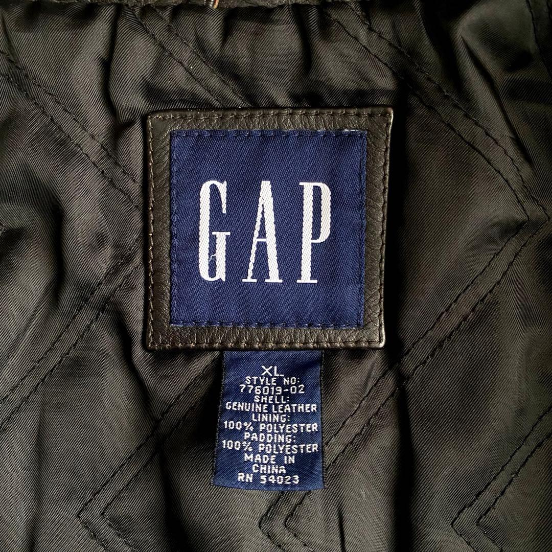革質 極上 90s 00s GAP 茶芯 レザー ジャケット XL 黒 ブラック - メルカリ