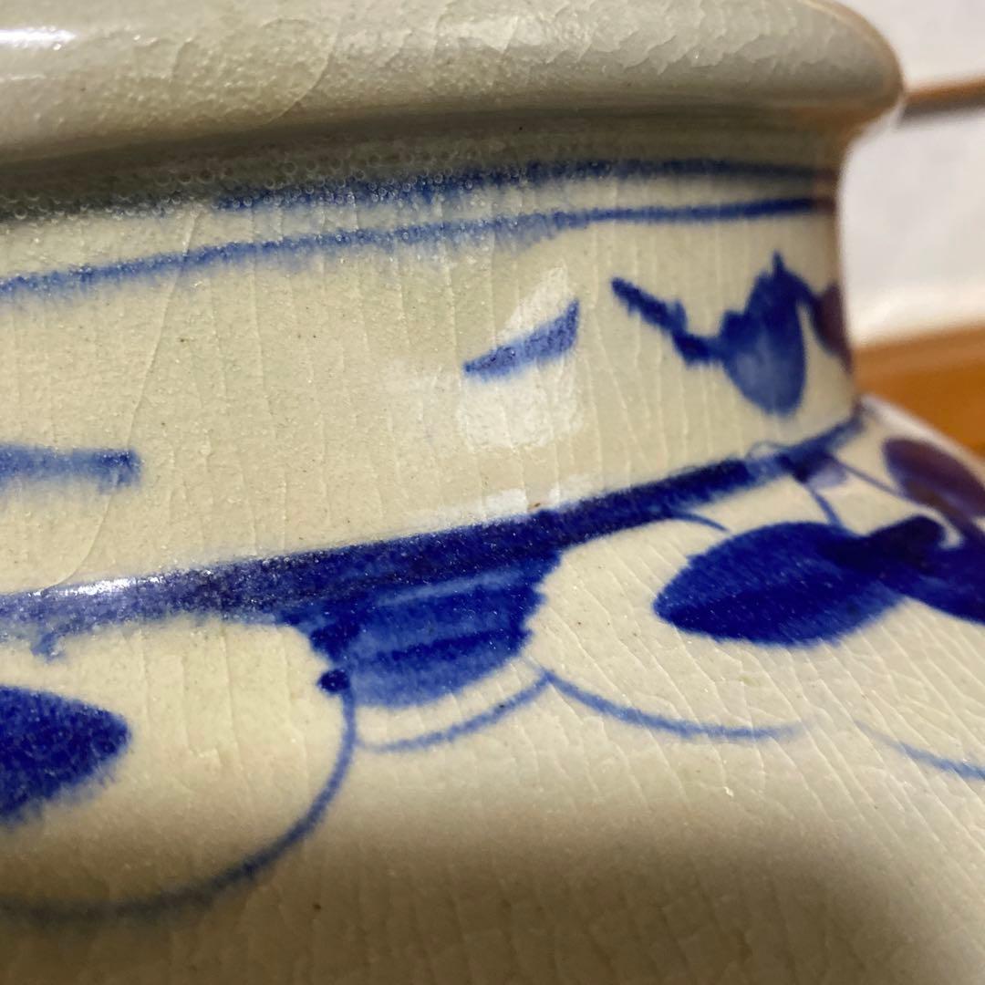 鶴雲文李朝ちょうちん壺34cm