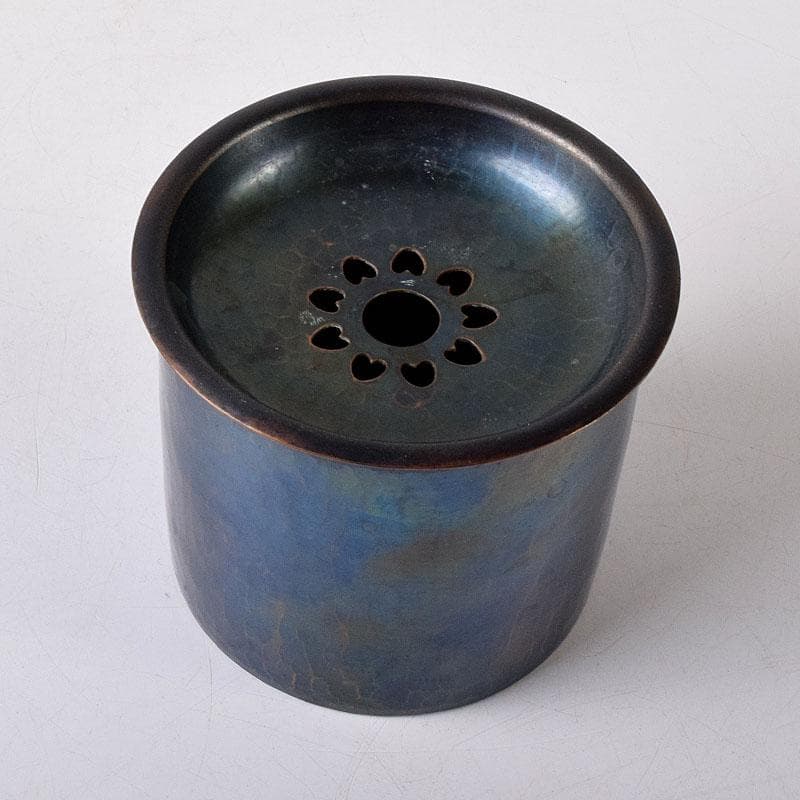 茶道具　鎚起銅器　玉川堂造　筒形蓋付建水　共箱　C　7583