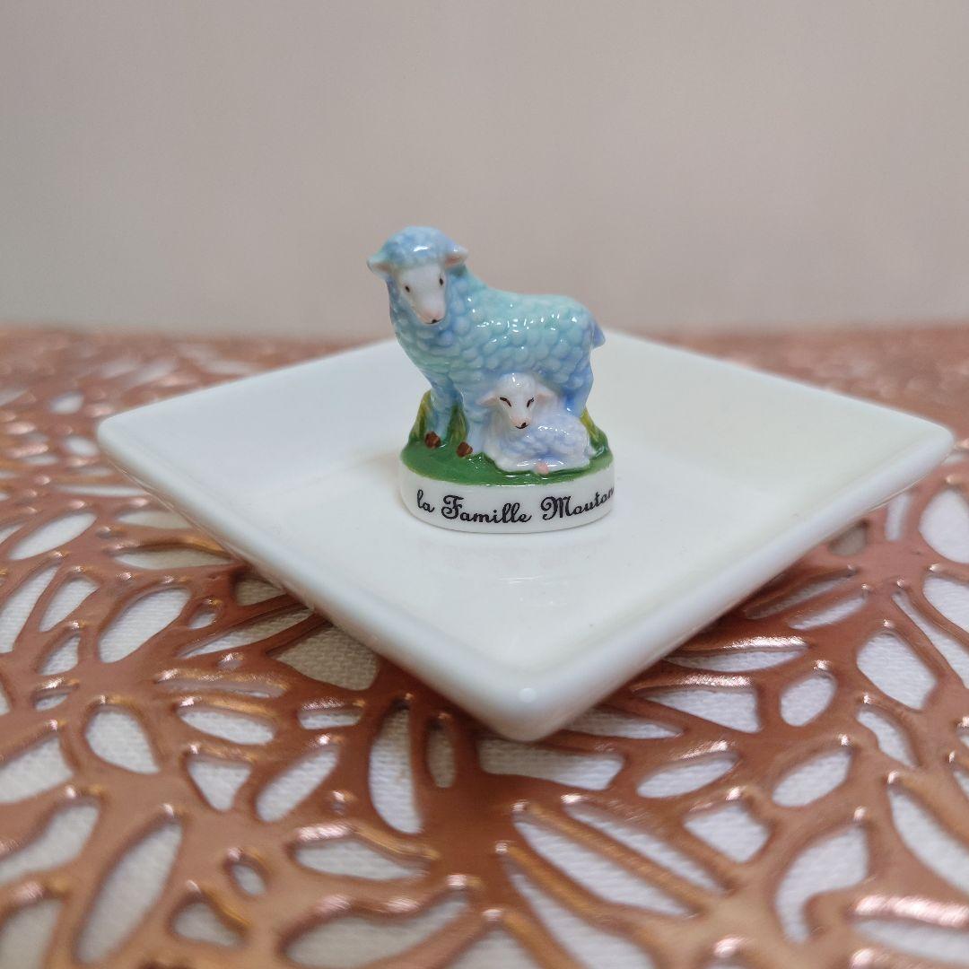フェーヴ☆ヒツジの親子☆ひつじ☆ミニチュア陶器☆フランス雑貨