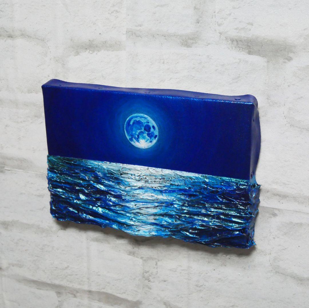 油絵 油彩 油彩画 絵 絵画 SM号【青い満月】