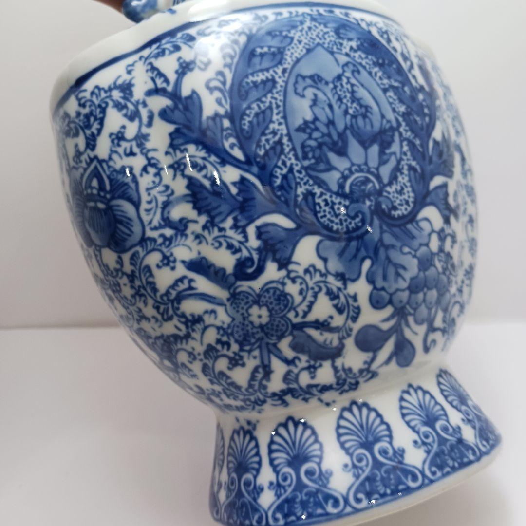 ues-120 中国 染付 双耳付花瓶 高さ30㎝