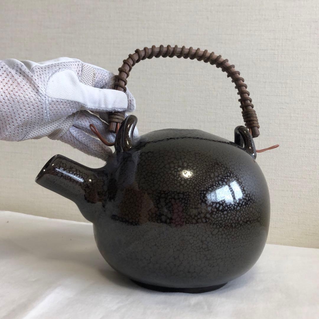 未使用・希少】石垣焼 酒器（急須型） 共箱付 油滴天目 よろ