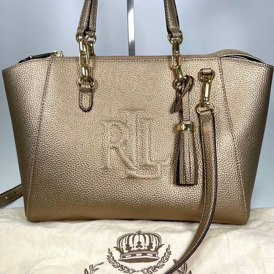 【natsu 様✨】ローレンラルフローレンレディースハンドバッグ2WAY希少ゴー