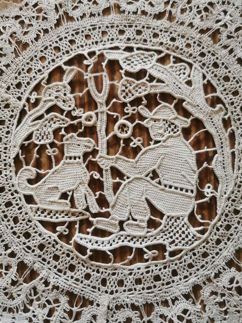 アンティーク ポワンドヴェニス 5人の天使のニードルワーク 手刺繍