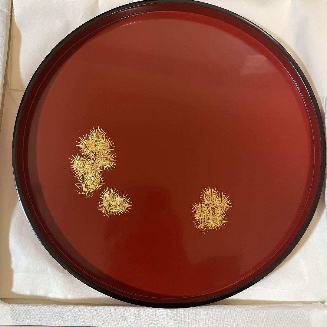 輪島塗 盆 稲忠 漆芸堂 貴重品！】輪島塗 稲忠 丸盆 輪島塗お盆