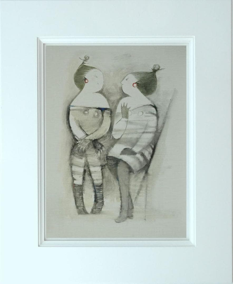 油絵 菅家令子 絵 絵画 インテリア F6-081712 人物 女性 語らい