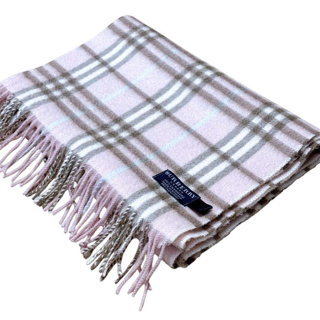 ✨希少✨バーバリーロンドン カシミヤ100% ノバチェック ピンク マフラー
