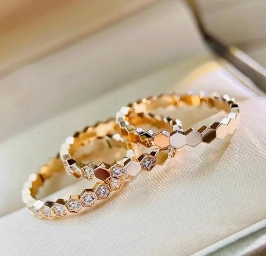 ✨最高品質✨高見え　s925ダイヤモンド　ローズゴールド　蜂の巣　リング