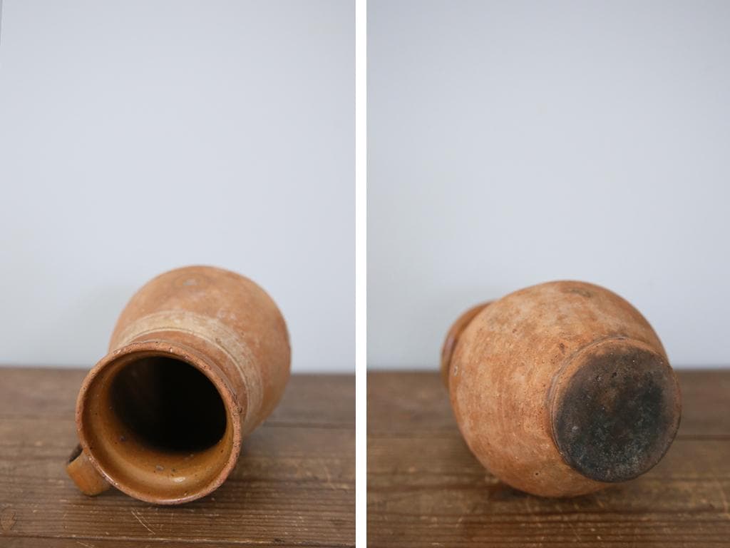 フランスアンティーク陶器ボトル/土器/花瓶/花器フラワーべース(74-92