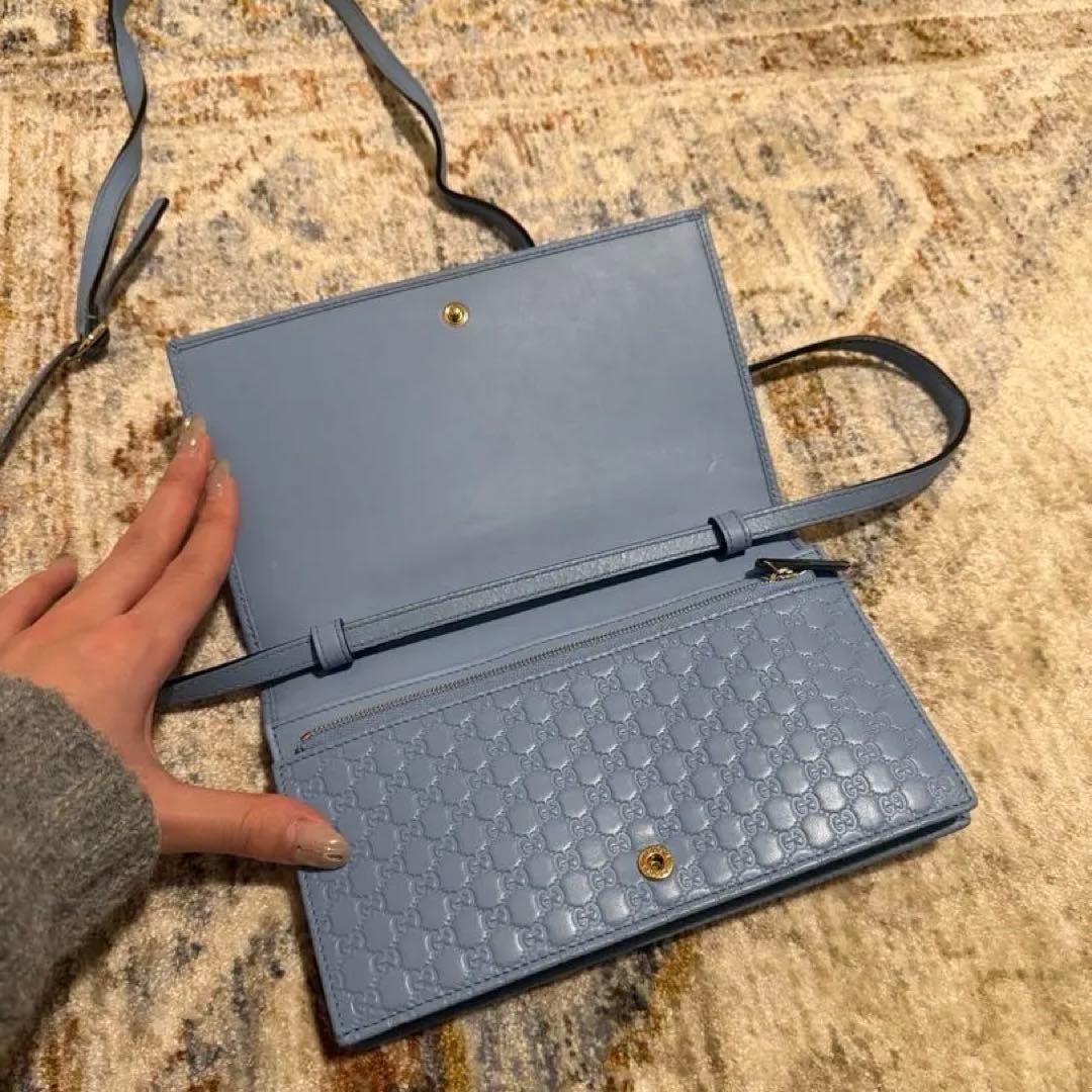 【最終値下げ】グッチ Gucci ブルー ショルダーバッグ WOC
