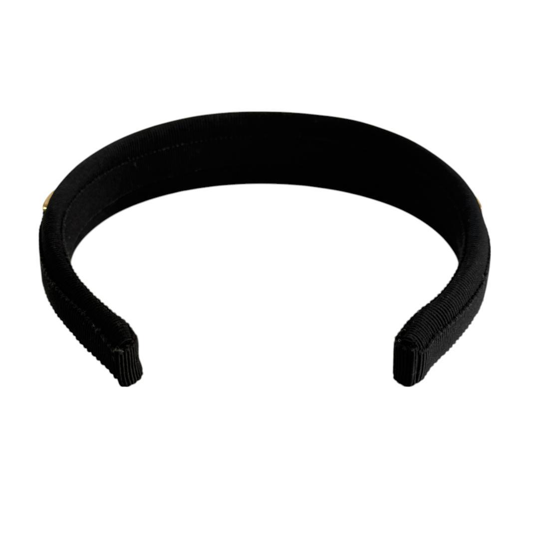 美品 フェラガモ カチューシャ ヴァラ ゴールド金具 ヘアアクセサリー ブラック