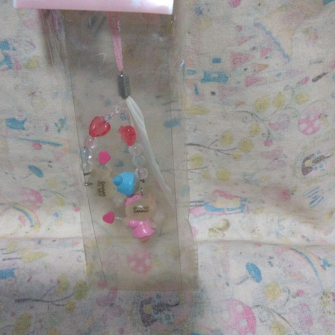 未使用　平成レトロ　ハローキティ&ダニエルエンジェル ストラップ ハート羽付き