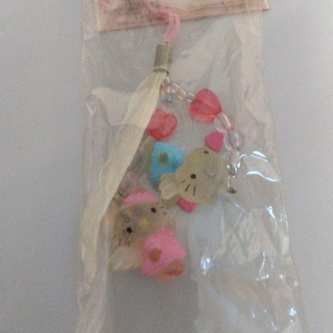未使用　平成レトロ　ハローキティ&ダニエルエンジェル ストラップ ハート羽付き