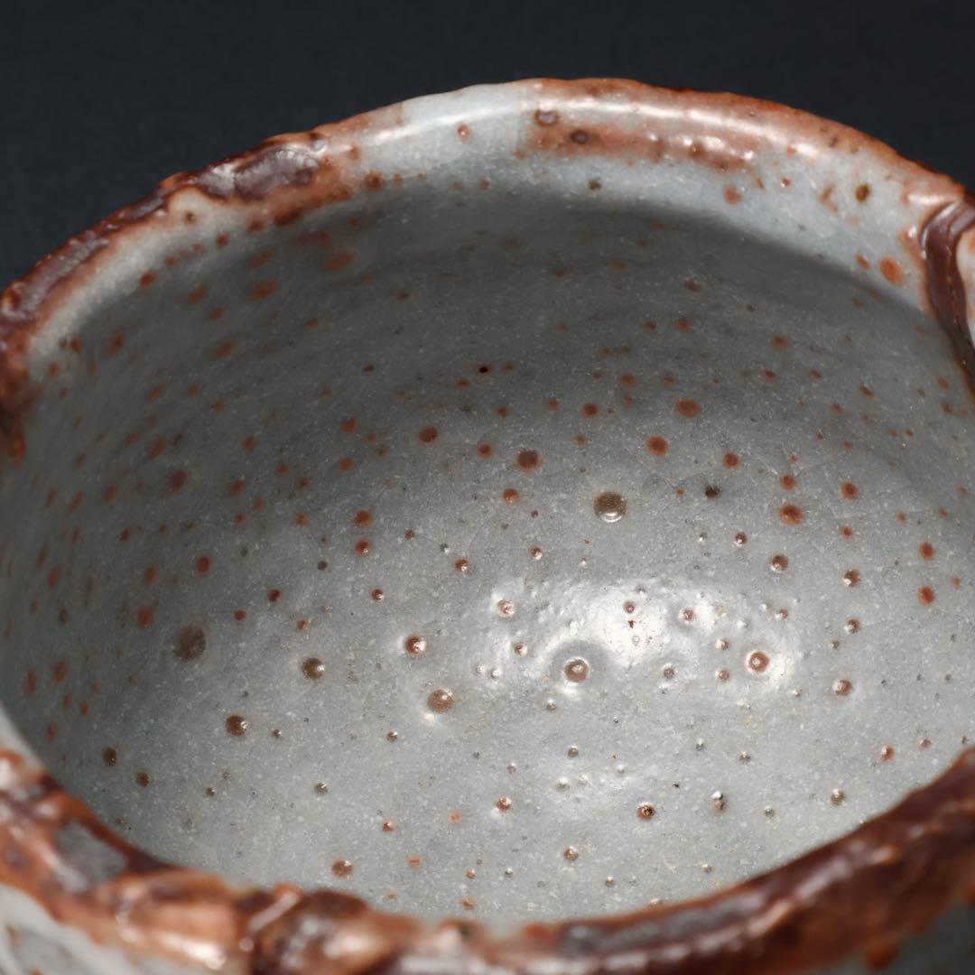 抹茶碗鼠志野亀の絵月形那比古夏至亀共箱R1424お14