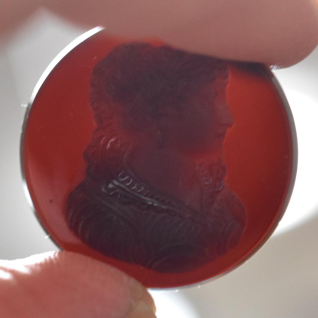 アンティーク 非加熱黒瑪瑙 貴婦人のハードストーンカメオルース/裸石