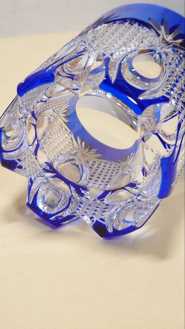 江戸切子 伝統工芸士 篠崎清一 ペアロックグラス 共箱