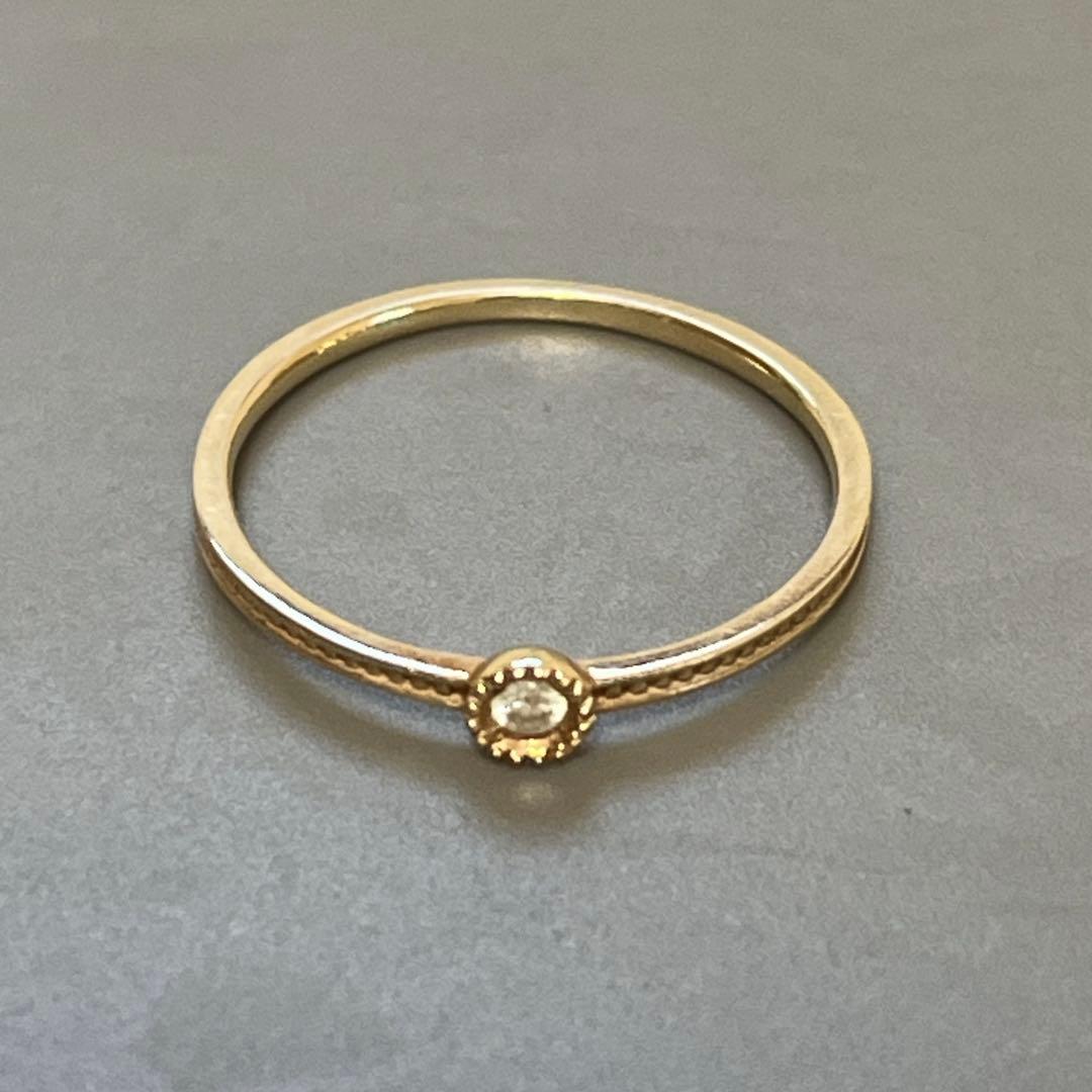 ete YG 10K 0.03ct ダイヤモンド 11号 リング　ミルグレイン