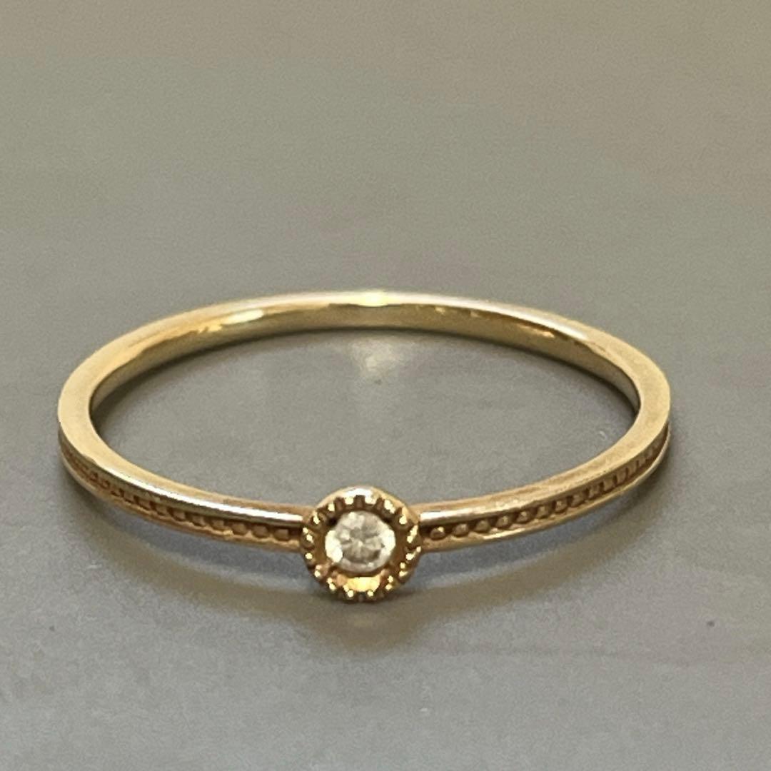 ete YG 10K 0.03ct ダイヤモンド 11号 リング　ミルグレイン